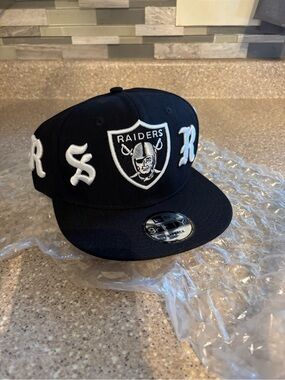 New Era Kids Black and White Raiders Snapback Hat